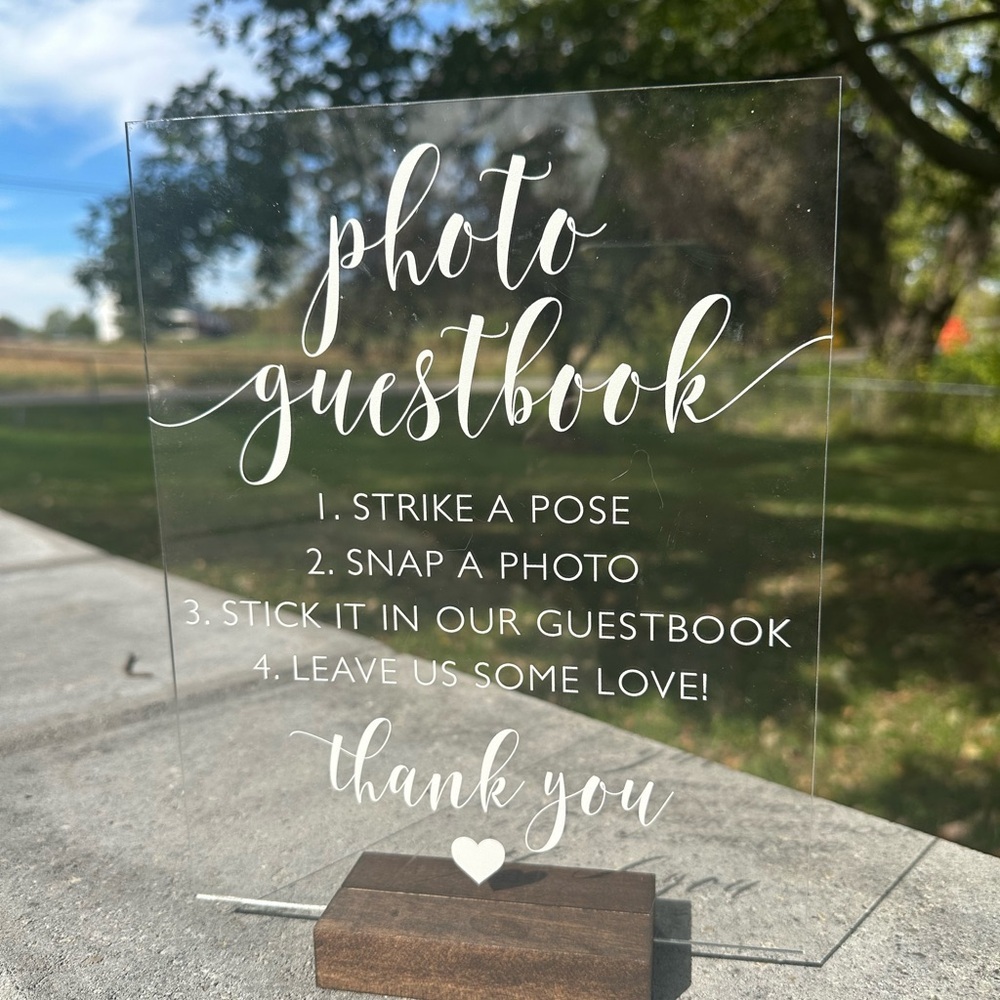 Acrylic Photo Guestbook Sign with Wooden Base - Picture 2 of 2